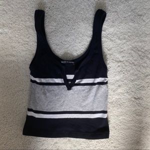 Brandy Melville Navy/Gray/White V Neck Tank